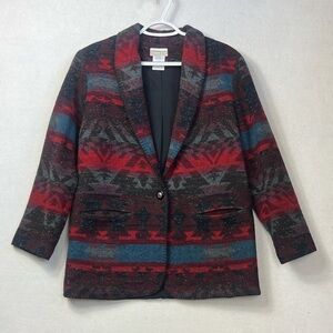 Coldwater Creek Women’s MEDIUM Wool Blend Blazer Aztec Southwestern